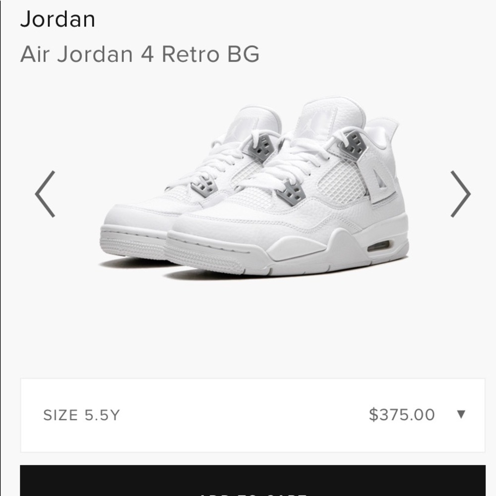 NIKE AIR Jordan 4 RETRO PURE MONEY Size 6Y
